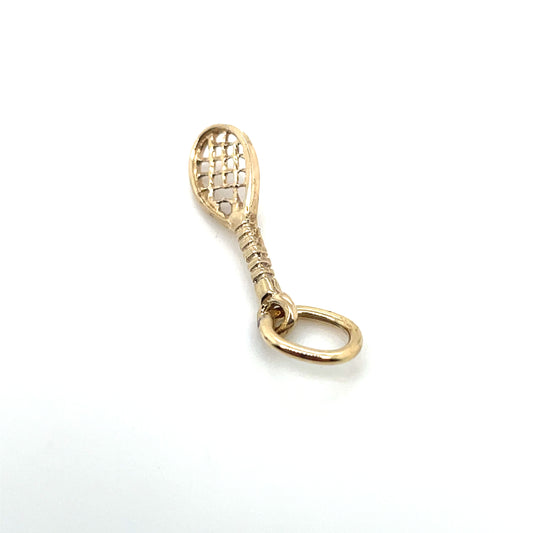 14k Yellow Gold Vermeil Style Tennis Racket Pendant