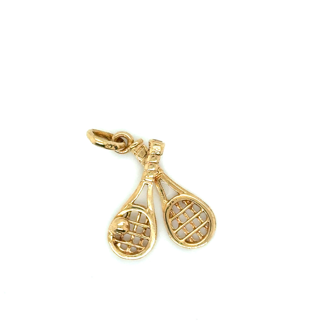 14k Yellow Gold Rackets with Ball Pendant