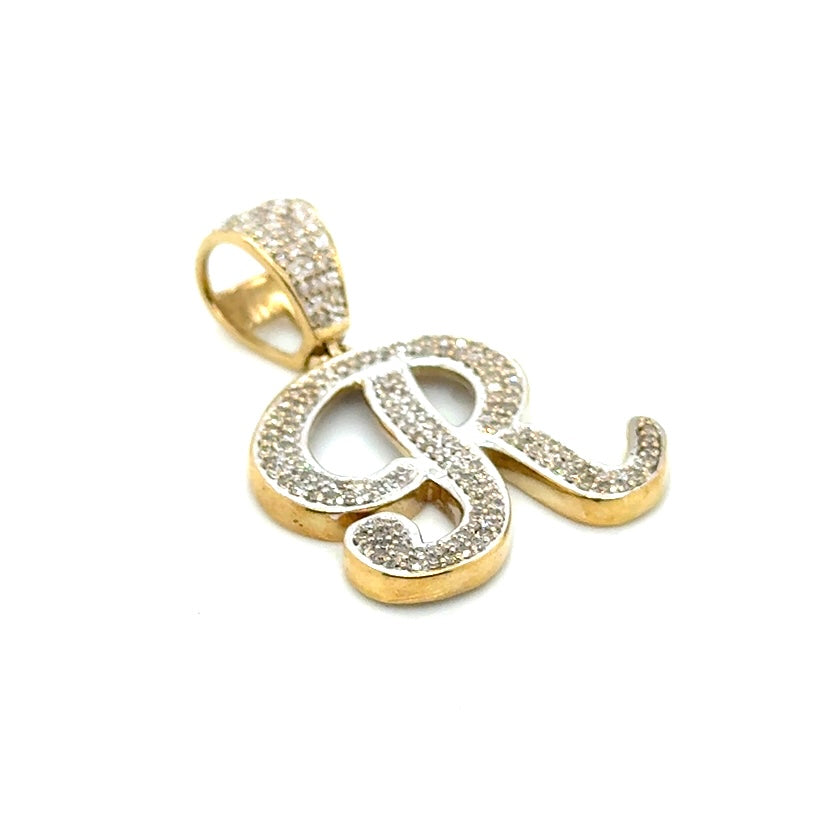 10k Yellow Gold 1.2 CT TW Diamond Letter “R” Pendant