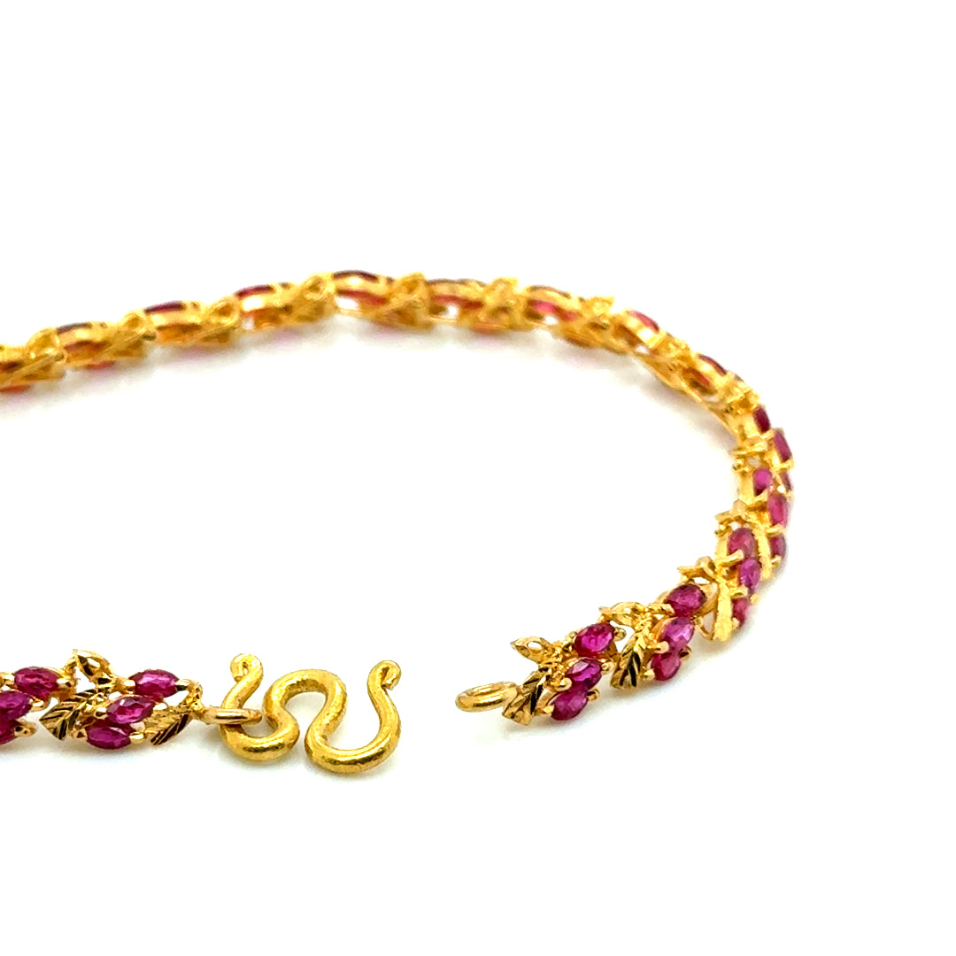 New 22k Yellow Gold Ruby Bracelet