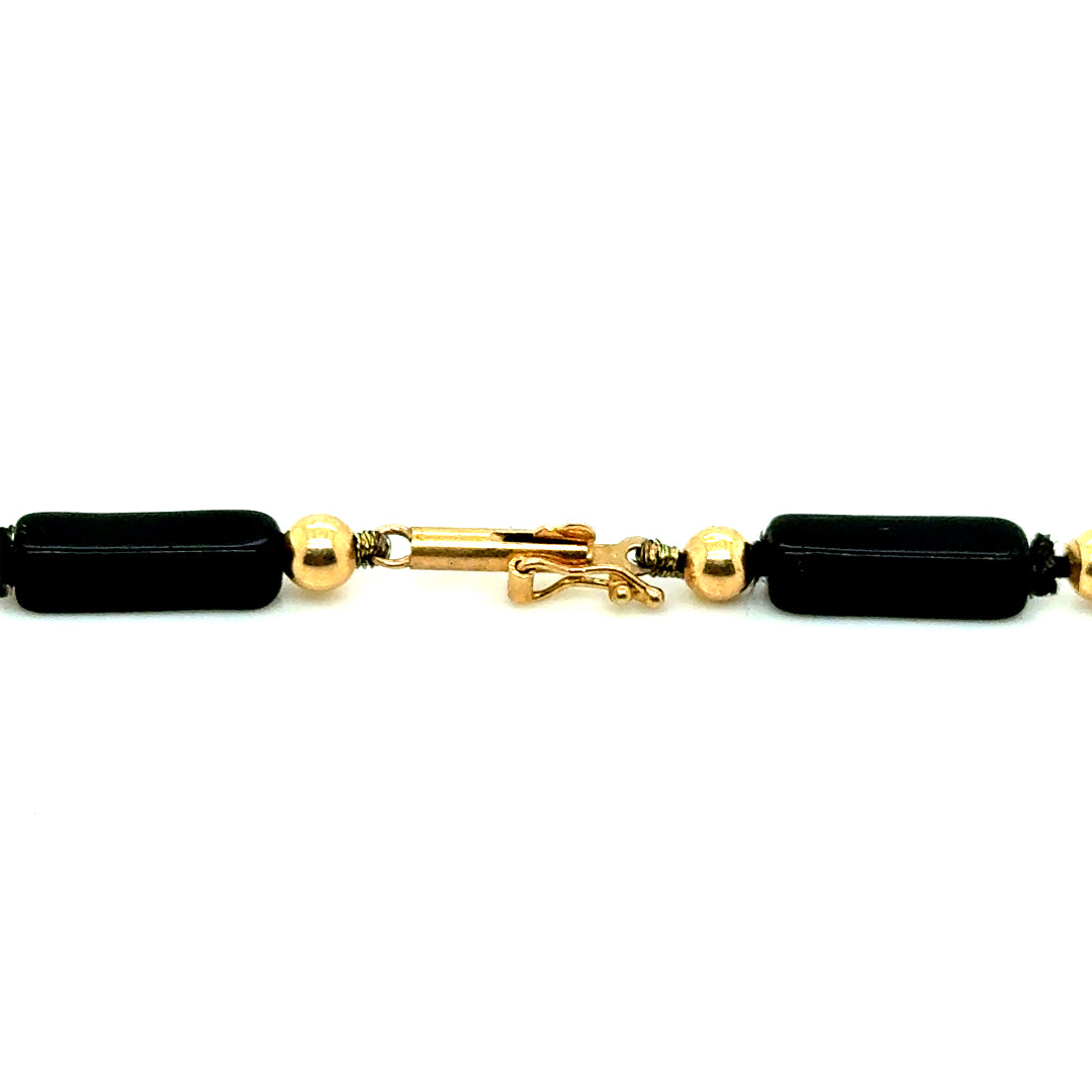 14k Yellow Gold Black Onyx Necklace