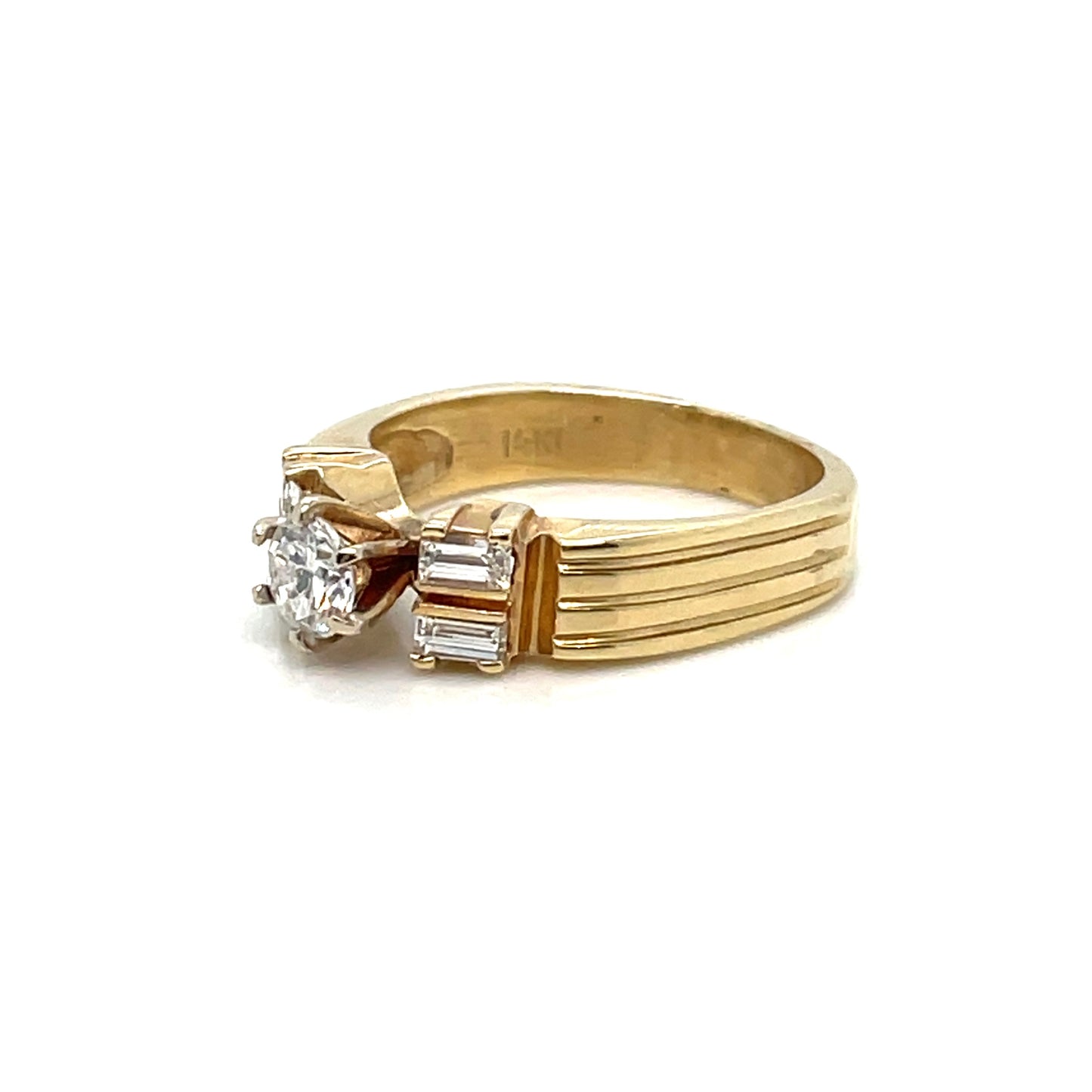 14k Yellow Gold Engagement 0.80 CT TW Diamonds Ring