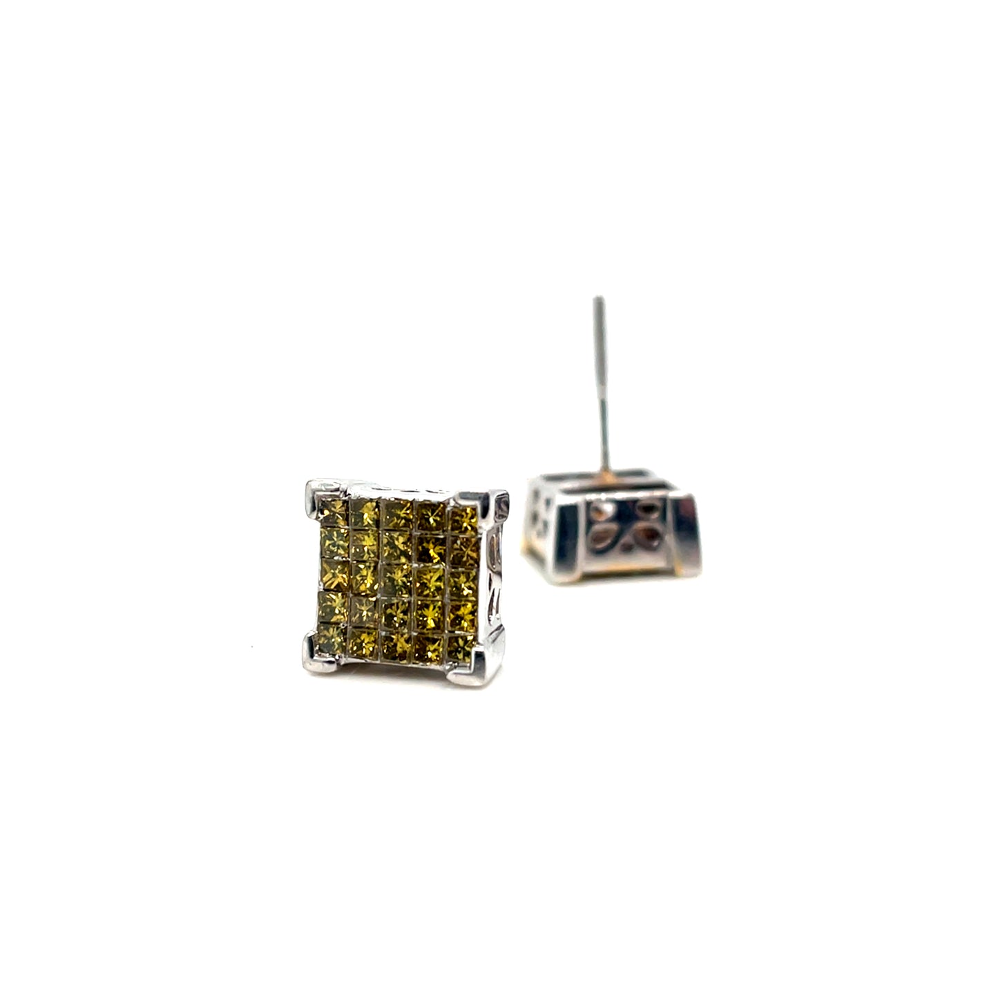 14k White Gold 1.25 CT TW  Yellow Canary Diamonds Earrings