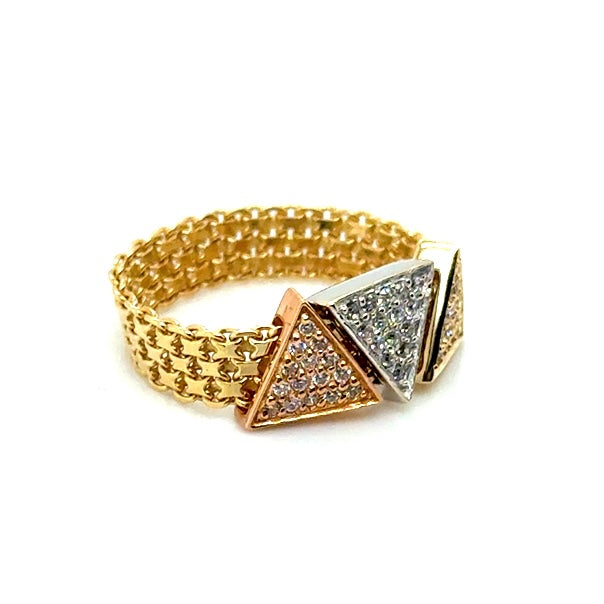 14k Rose & White & Yellow Gold CZ Ring
