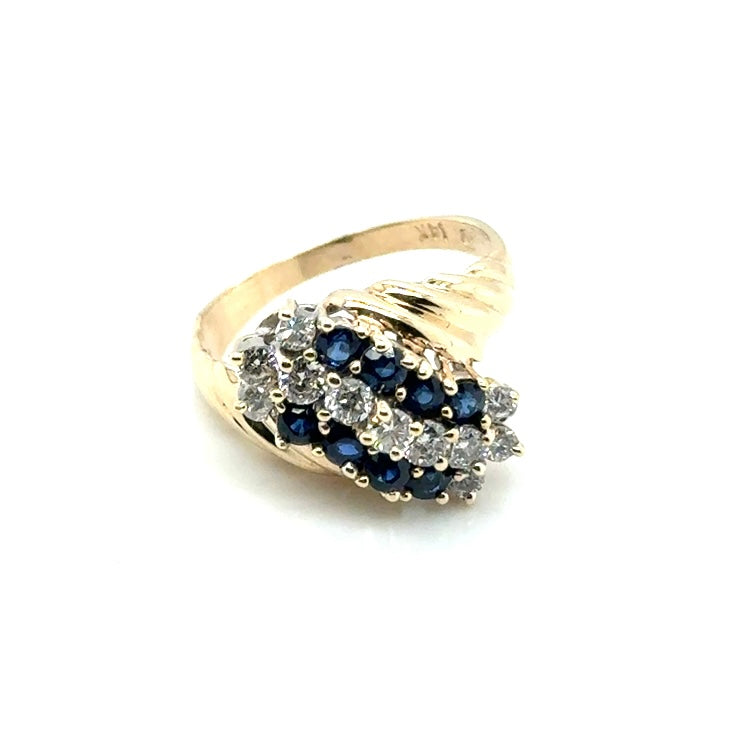 14k Yellow Gold Sapphire and 0.65 CT TW Diamond Ring