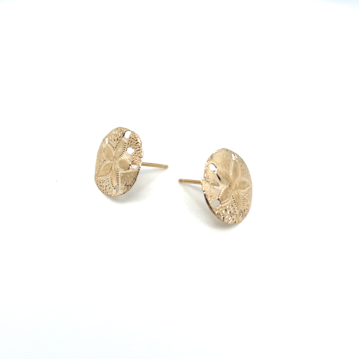 14k Yellow Gold Sand Dollar Disc Earrings