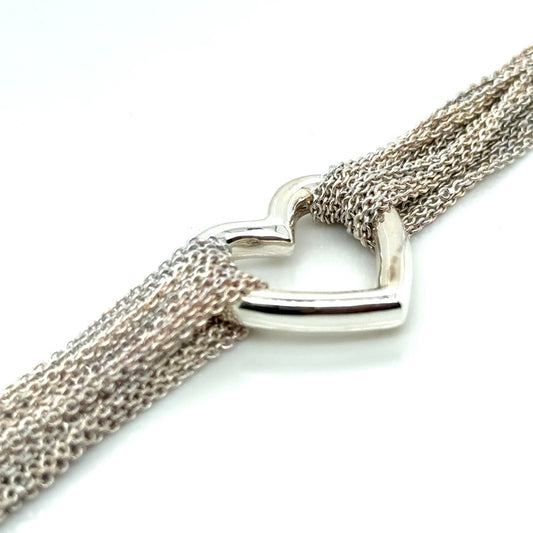 Authentic Tiffany & Co. Sterling Silver Heart Toggle Bracelet