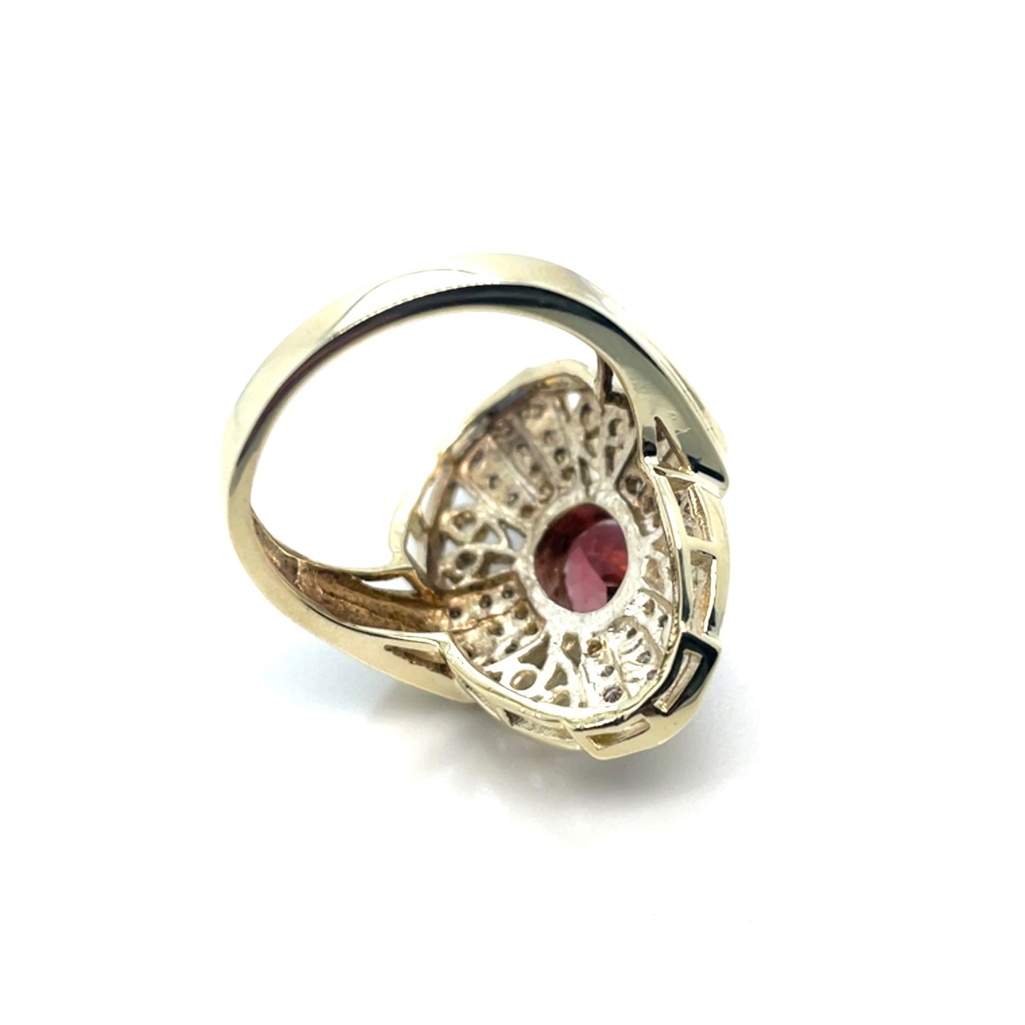 14k Yellow Gold Pink Tourmaline and 0.42 CT TW Diamonds Ring