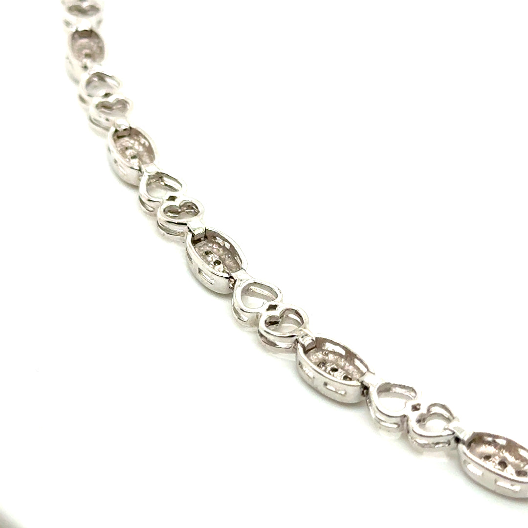 New 14k White Gold 1.40 CT TW Diamond 6.5”Bracelet