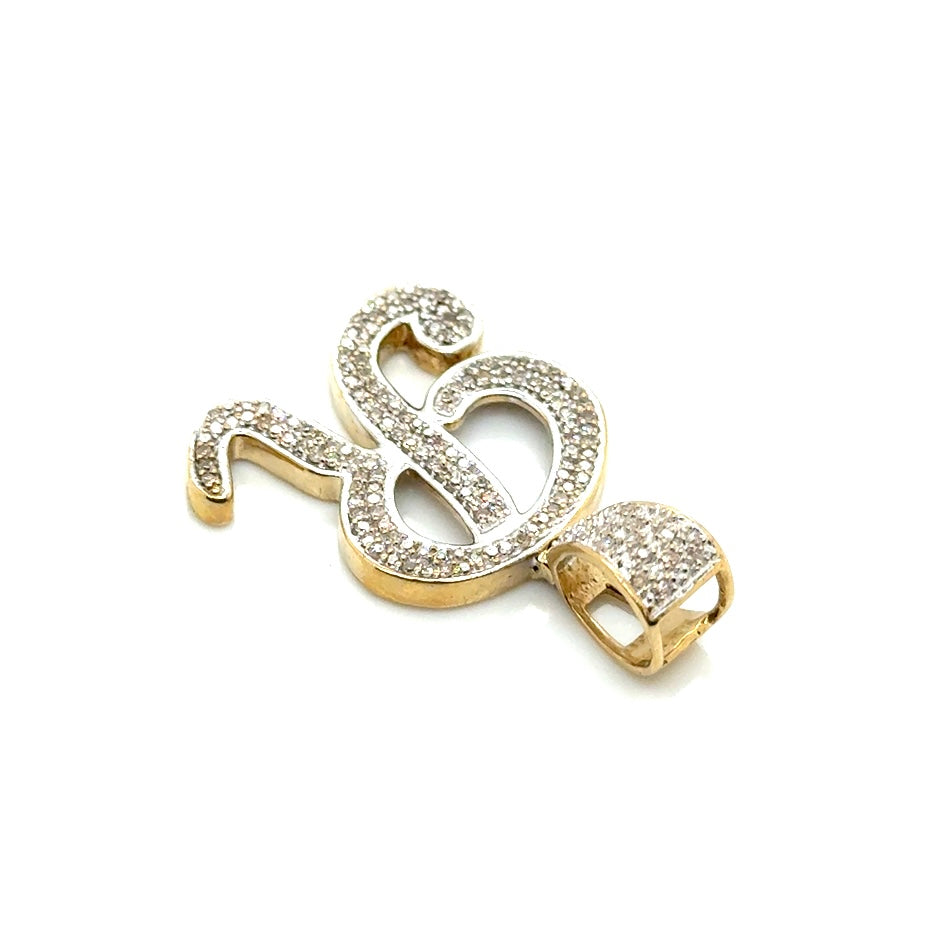 10k Yellow Gold 1.2 CT TW Diamond Letter “R” Pendant