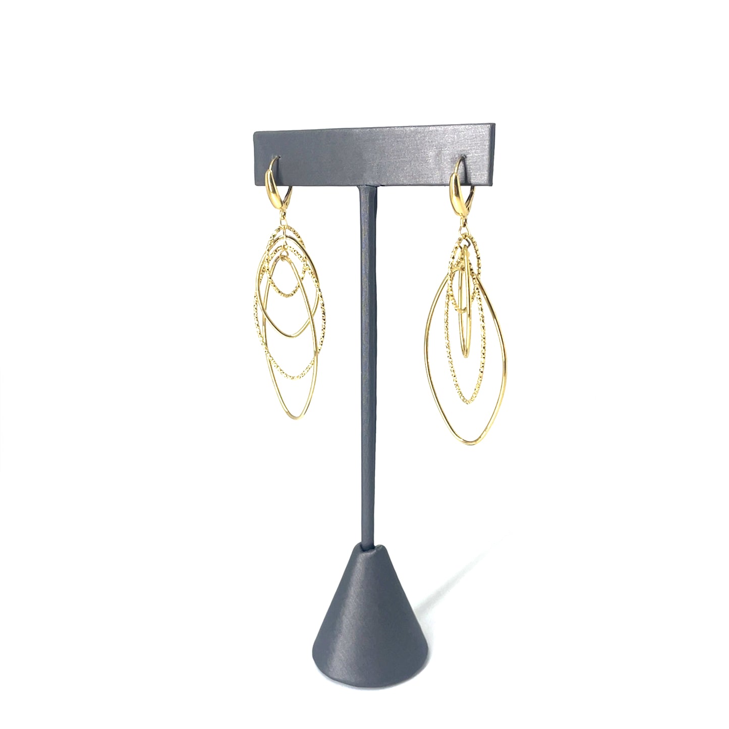 14k Yellow Gold Polished & Textured Interlocking Nanette Orbital Drop Earrings