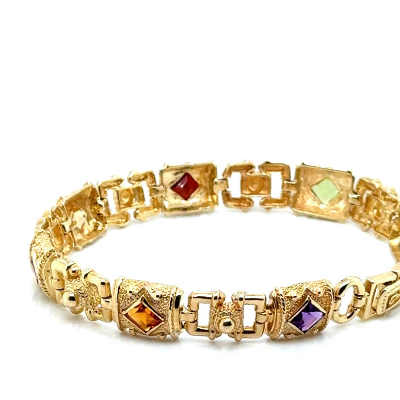 14k Yellow Gold with Stones Bracelet