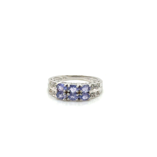 10k White Gold Tanzanite and Diamonds Ring