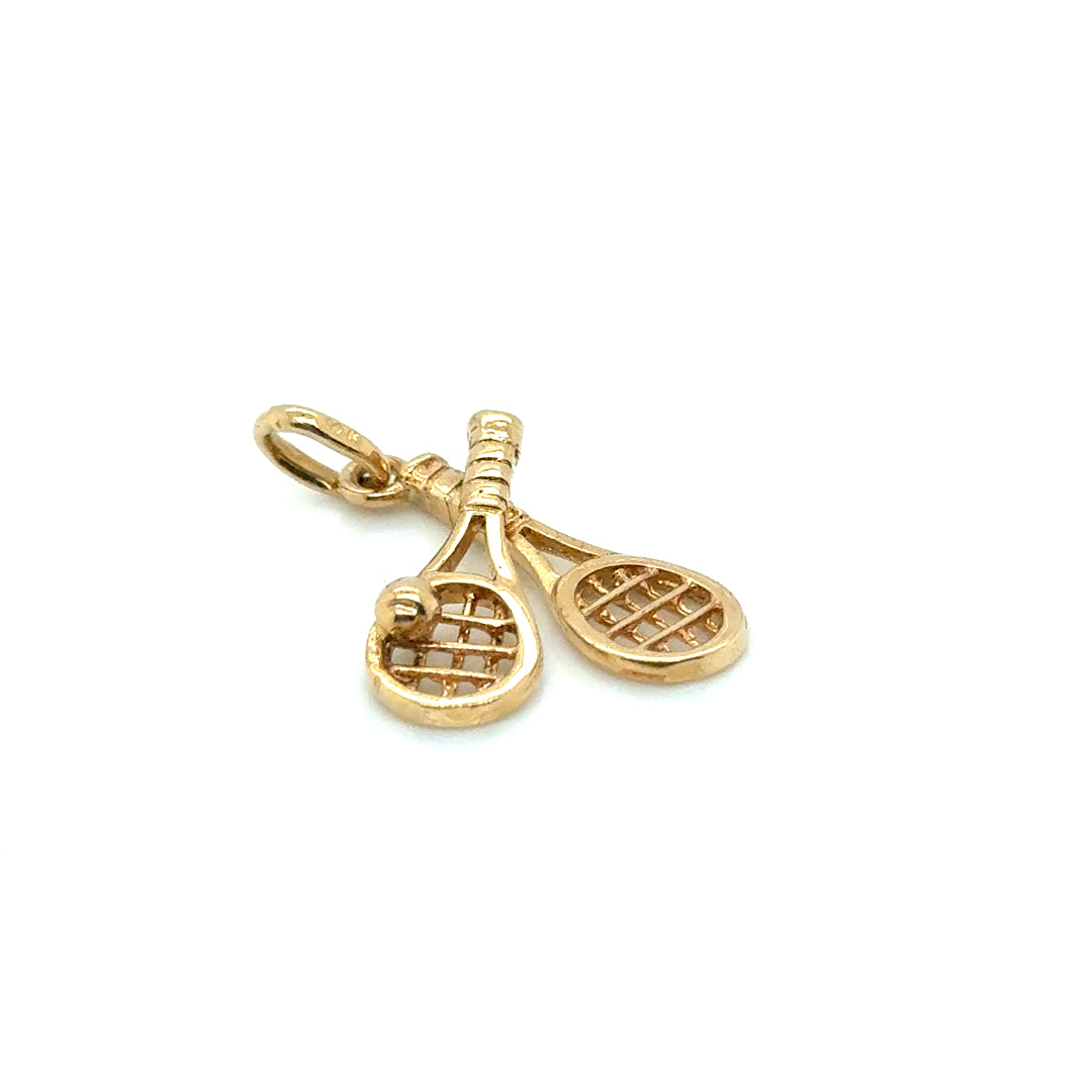 14k Yellow Gold Rackets with Ball Pendant