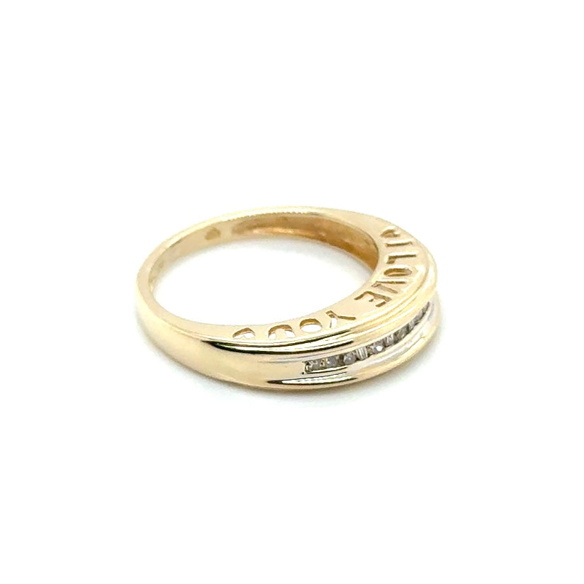 New 10k Yellow Gold Diamond “ I love You” Ring