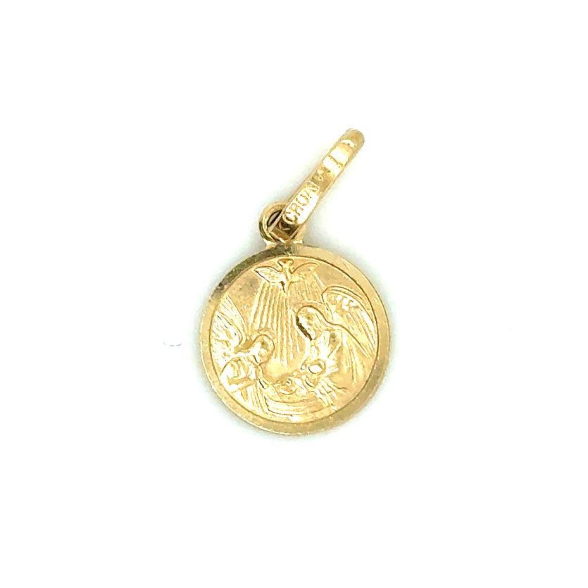14k Yellow Gold Baptism Christening Croatia Round Pendant