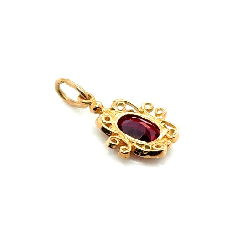 New 14k Yellow Gold Rhodolite Pendant