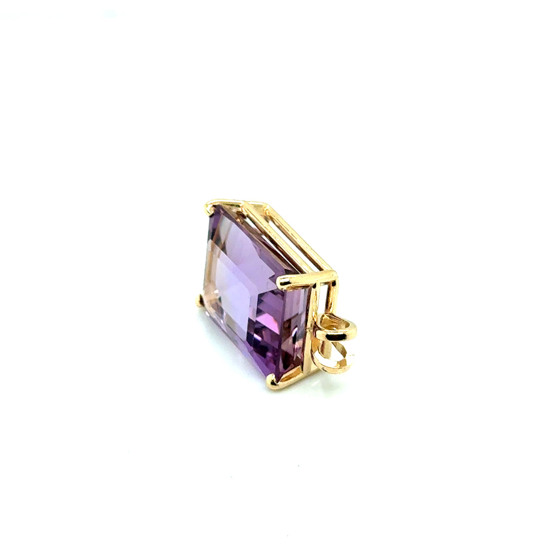 New 14k Yellow Gold Genuine Amethyst Pendant