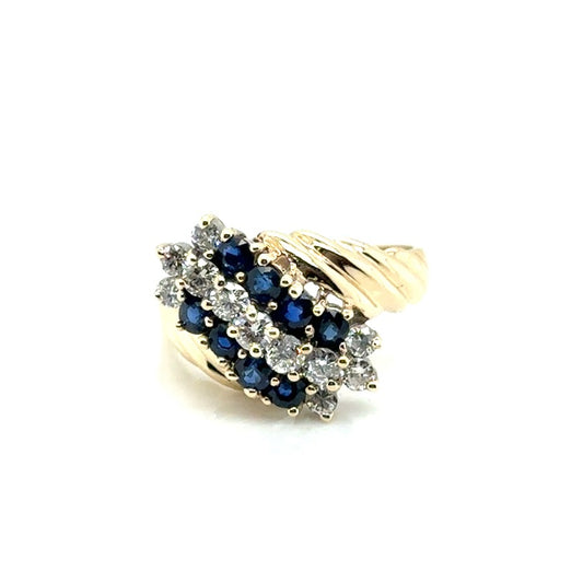 14k Yellow Gold Sapphire and 0.65 CT TW Diamond Ring