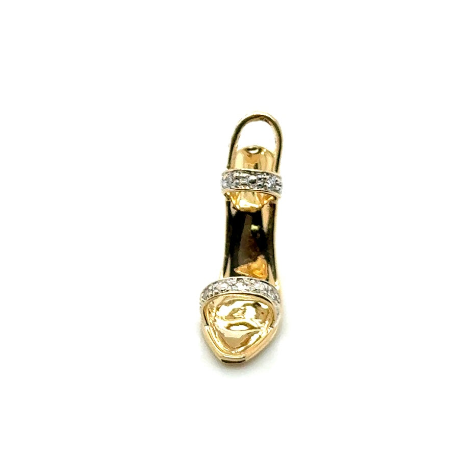 14k Yellow Gold High Hill Diamond Pendant