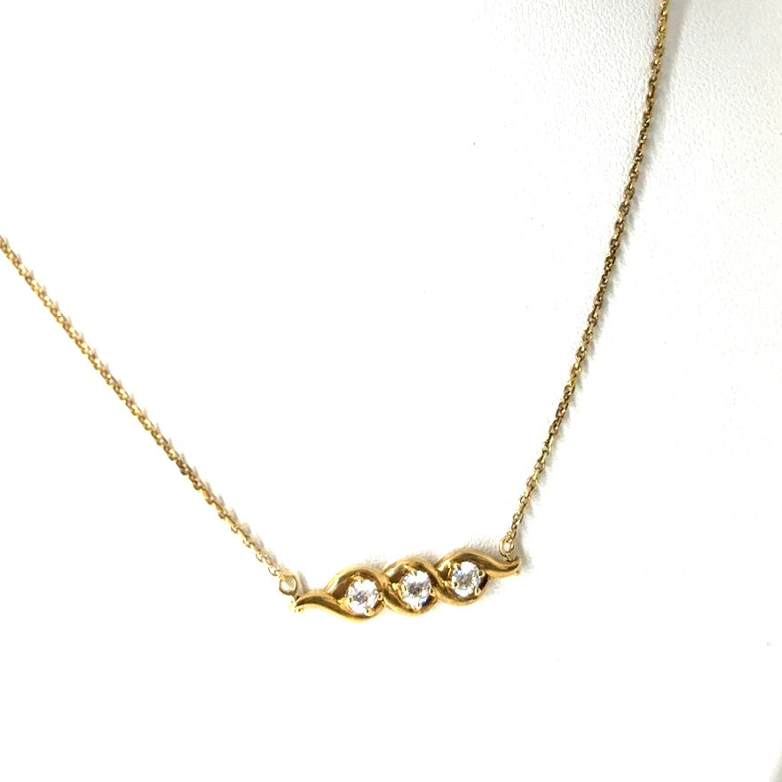 14k Yellow Gold CZ Necklace