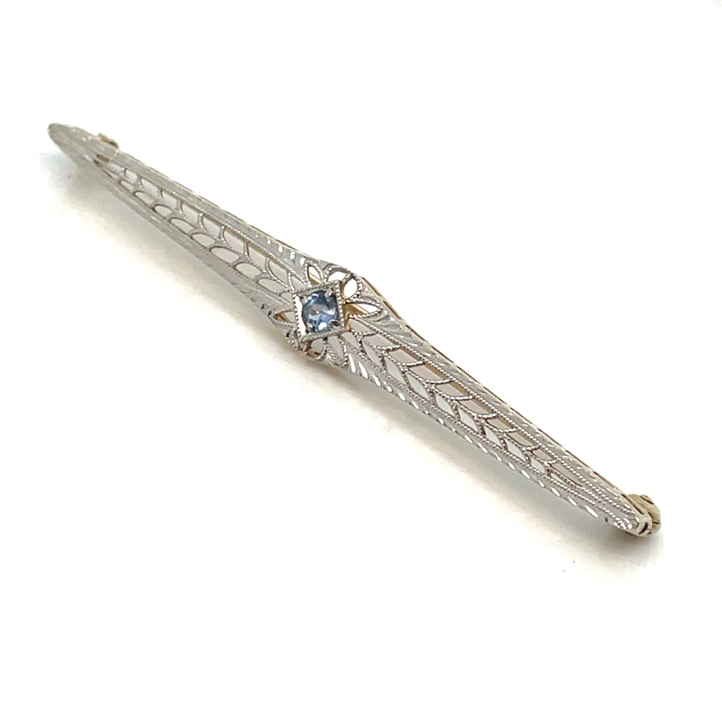 14k Yellow and White Gold Sapphire Pin