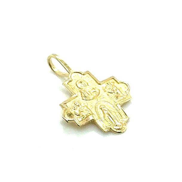 14k Yellow Gold Four Way Cross Medal Pendant