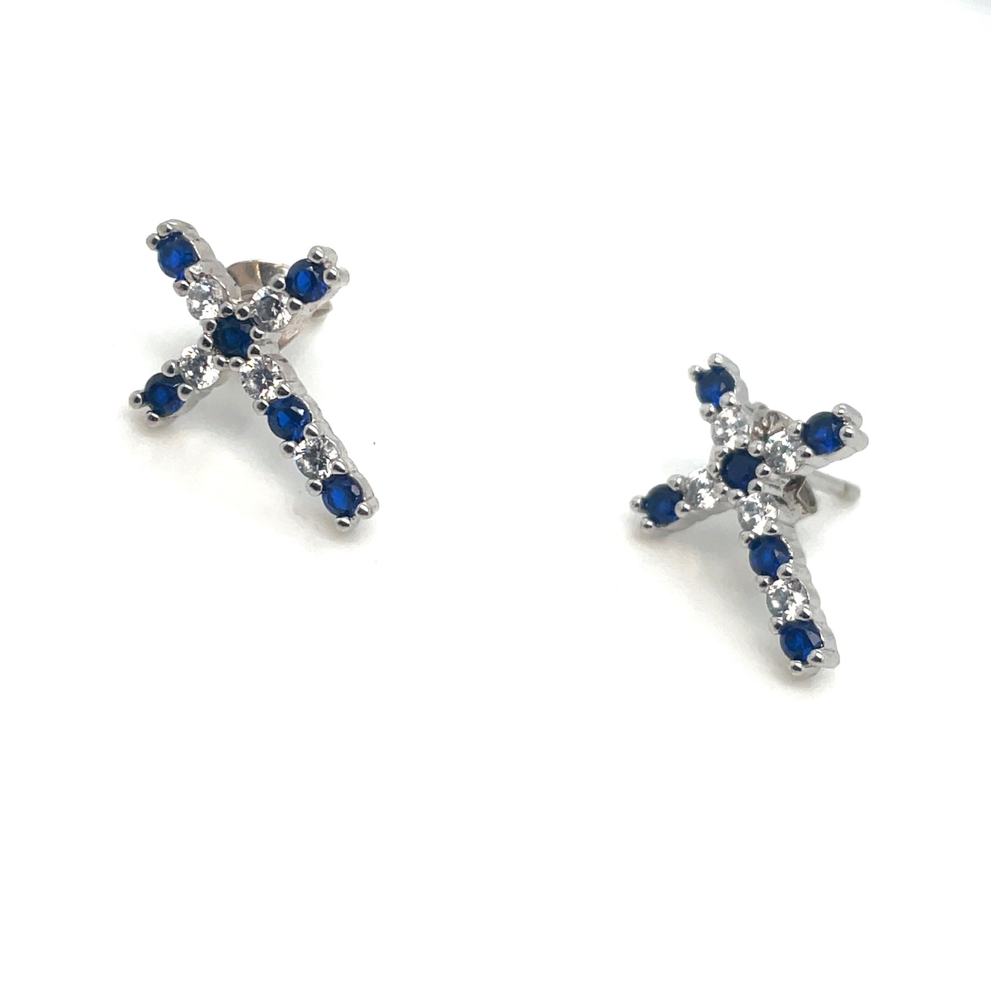 14k White Gold Sapphire and Diamonds Earrings