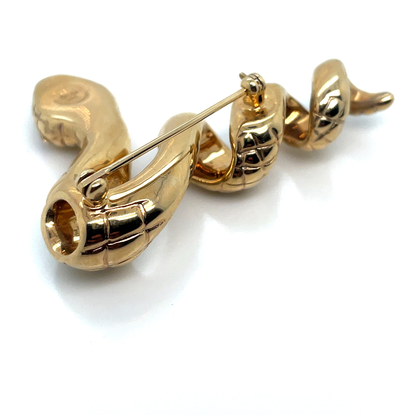 14k Yellow Gold with Rubies Eyes Snake Brooch/Pendant