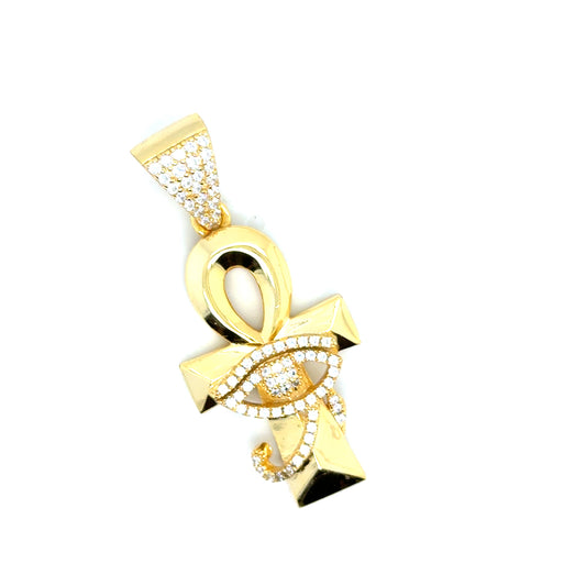 925 Gold Plated Eye of Horus CZ Pendant