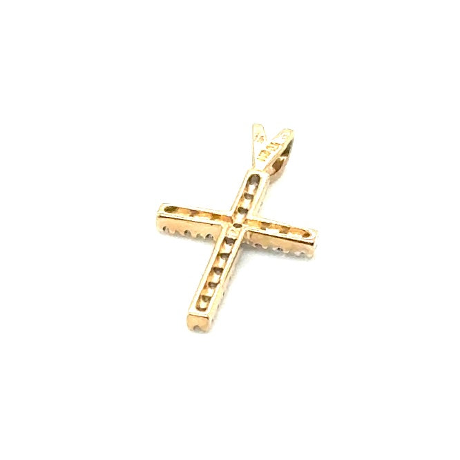 New 14k Yellow Gold 0.35 CT TW Diamond Cross Pendant