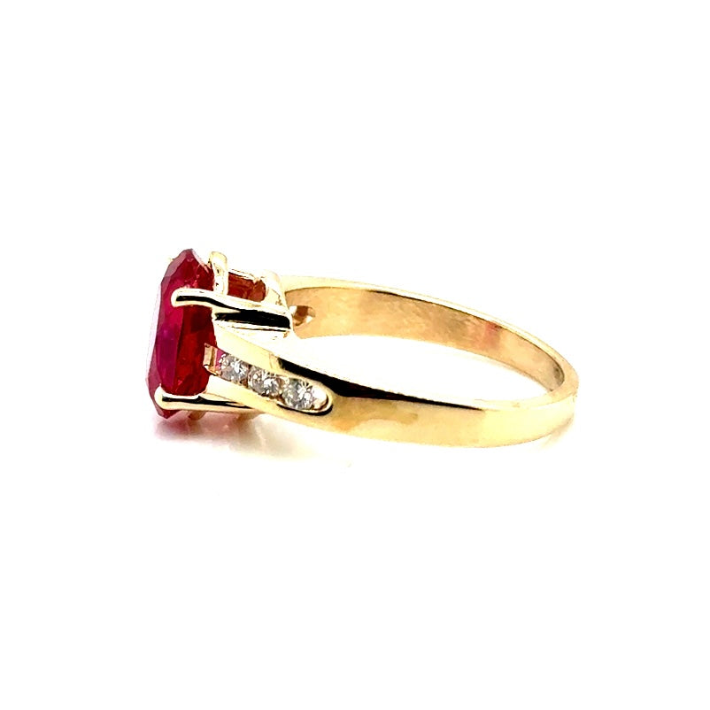New 14k Yellow Gold Diamond and Ruby Ring