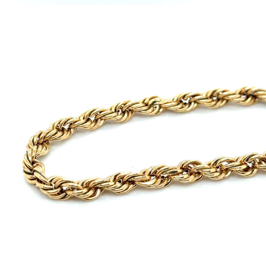 New 10k Yellow Gold Italy Men’s Rope Chain Bracelet