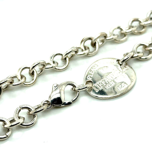 Authentic Tiffany & Co. Sterling Silver “Please Return To” Round Tag Choker