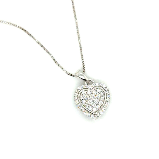 14k White Gold 0.60 CT TW Diamond Heart Pendant