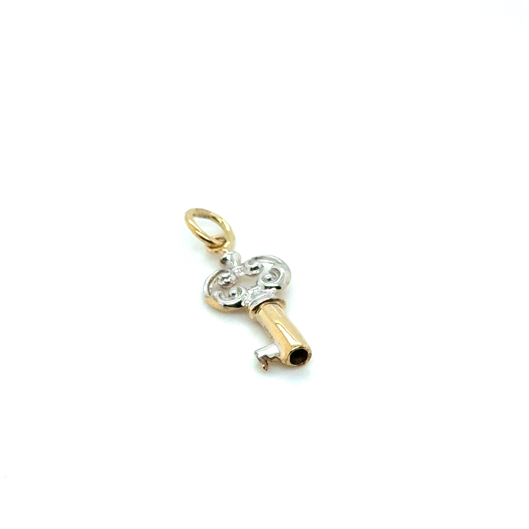14k Yellow and White Gold Key Pendant