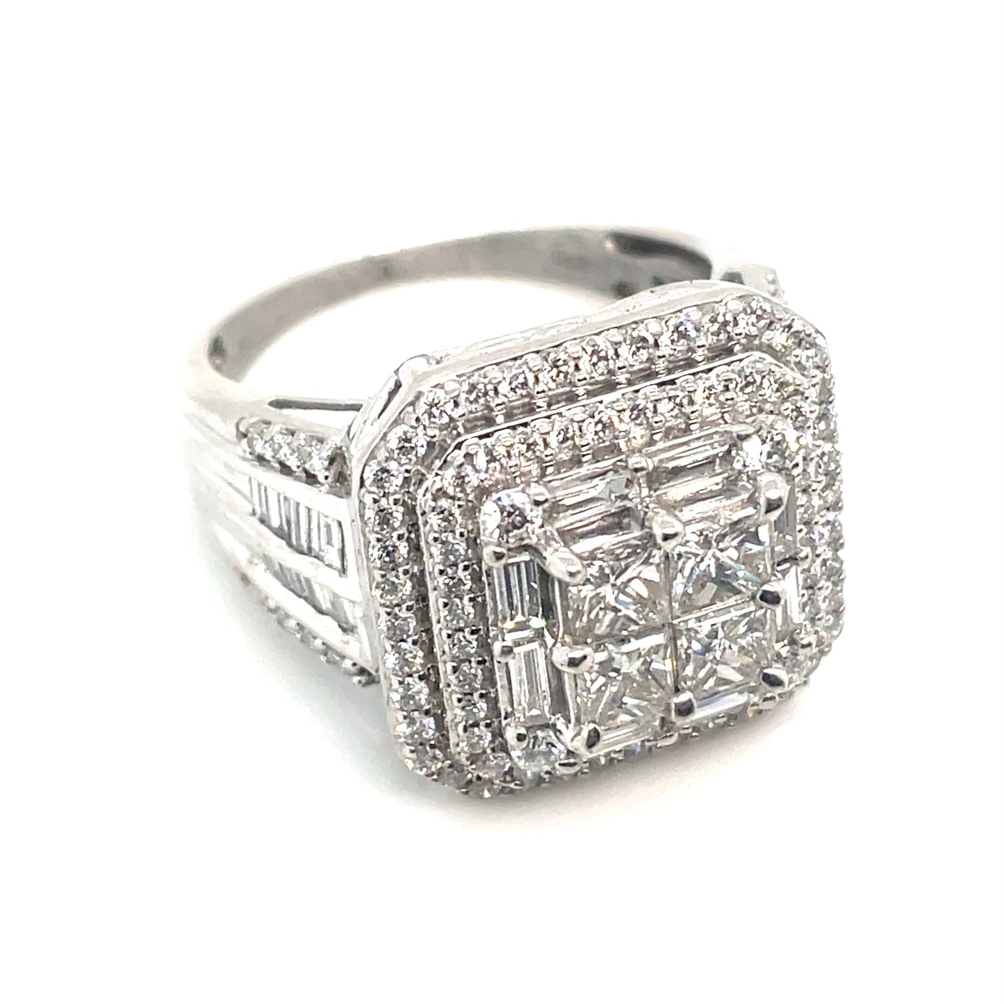 14k White Gold Engagement 3.30 CT TW Diamonds Ring