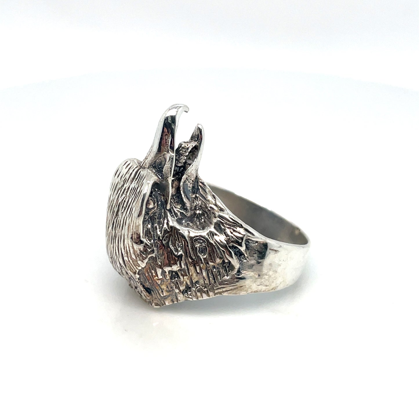 Black Eagle Head Silver Ring