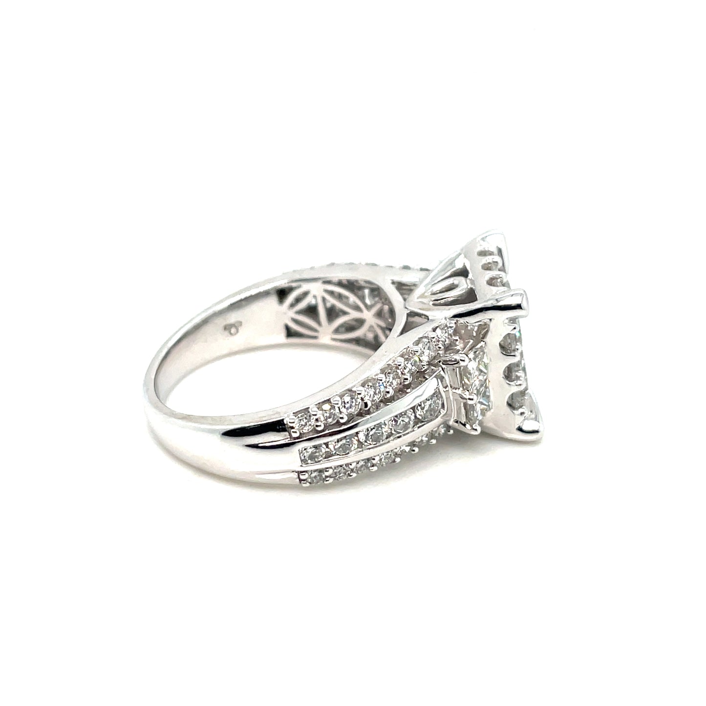 14k White Gold Engagement 3.10 CT TW Diamonds Ring