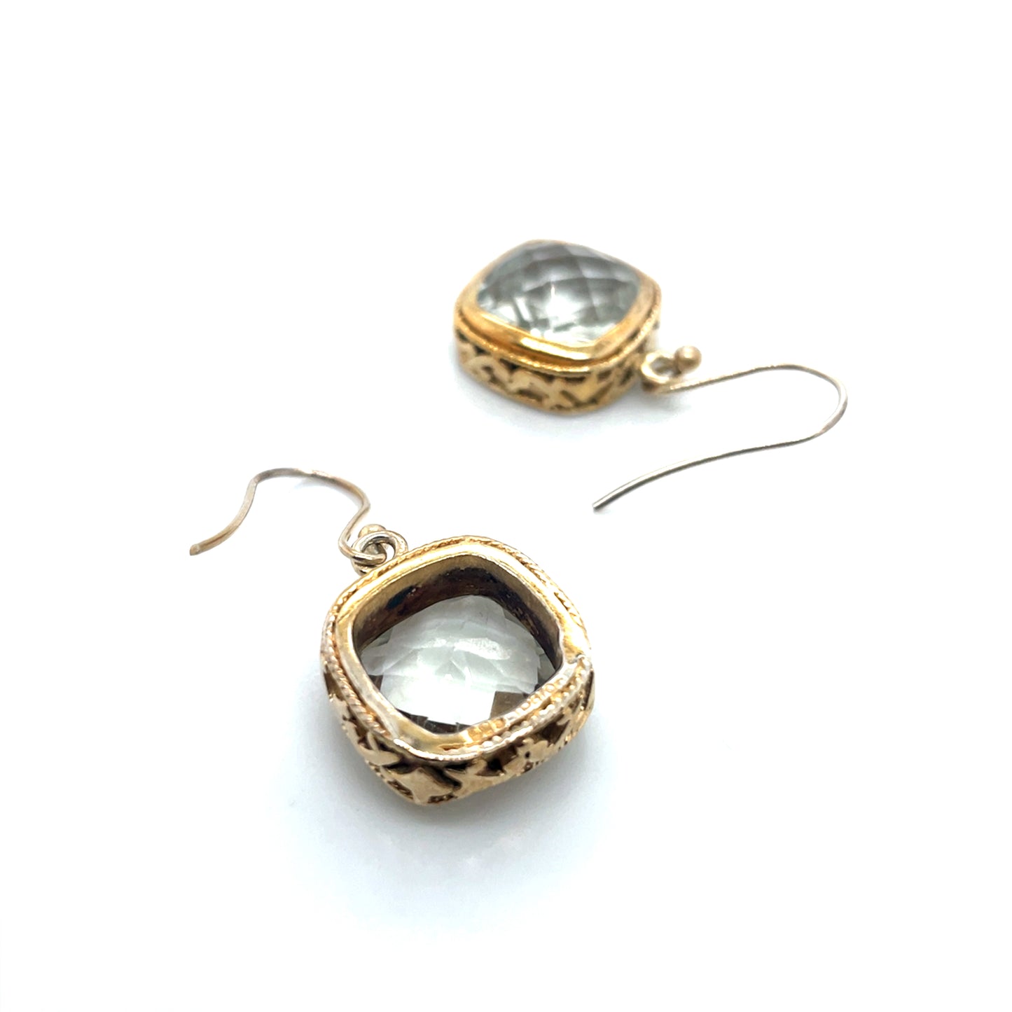 925 Gold Plated Baroni Green Amethyst Earrings