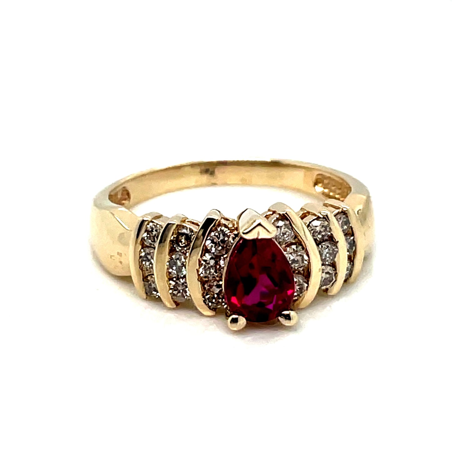 14k Yellow Gold Light Rhodolite 0.55 CT TWDiamond Ring