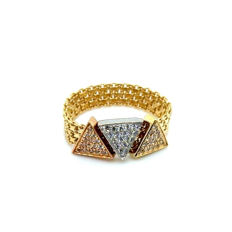 14k Rose & White & Yellow Gold CZ Ring