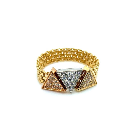14k Rose & White & Yellow Gold CZ Ring