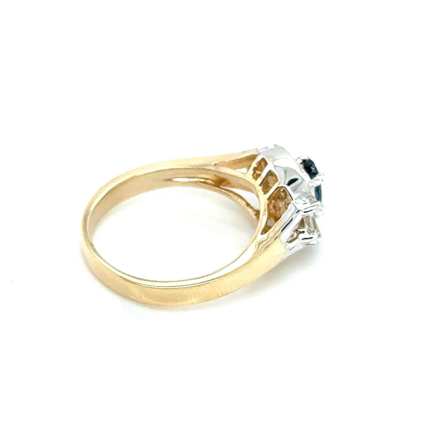 14k Yellow Gold Sapphire and 0.35 CT TW Diamond Ring