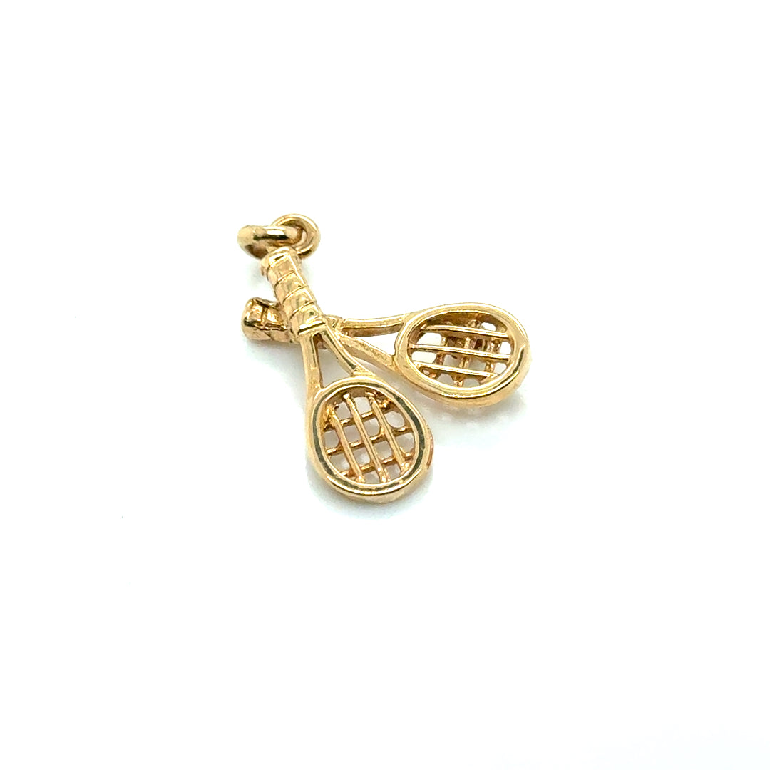 14k Yellow Gold Rackets with Ball Pendant