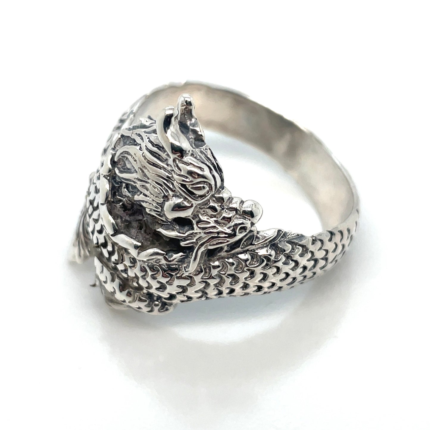 Coiled Dragon Silver Ring