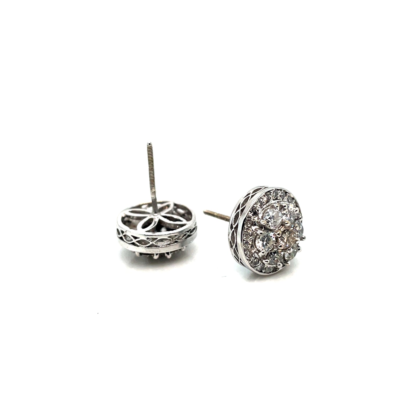 14k White Gold Circle 1.6 CT TW Diamonds Earrings
