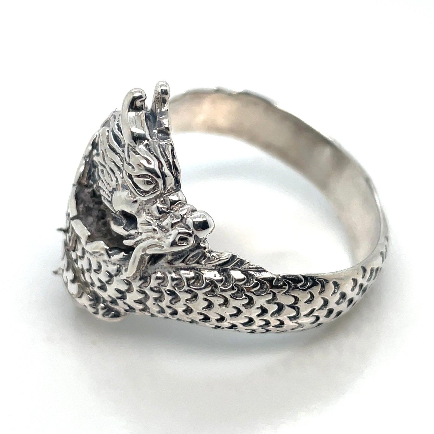 Coiled Dragon Silver Ring