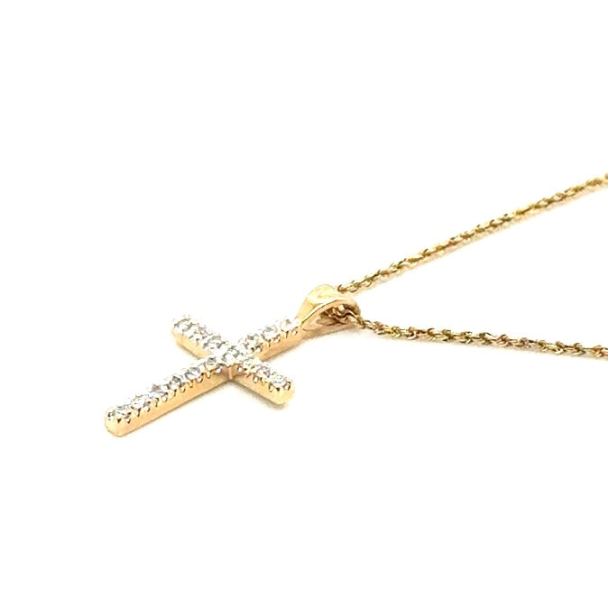 14k Yellow Gold 0.35 CT TW Diamond Cross Pendant