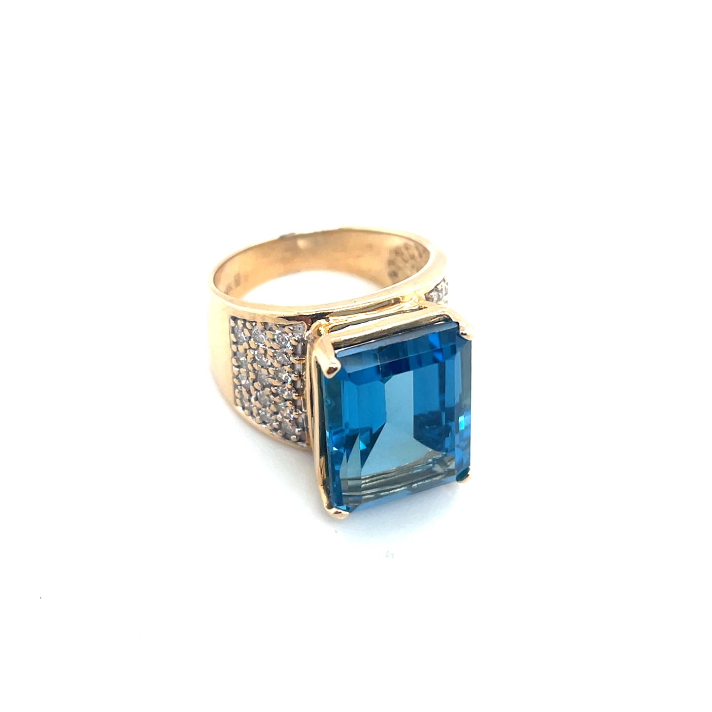 14k Yellow Gold Swiss Blue Topaz and 0.60 CT TW Diamonds Ring